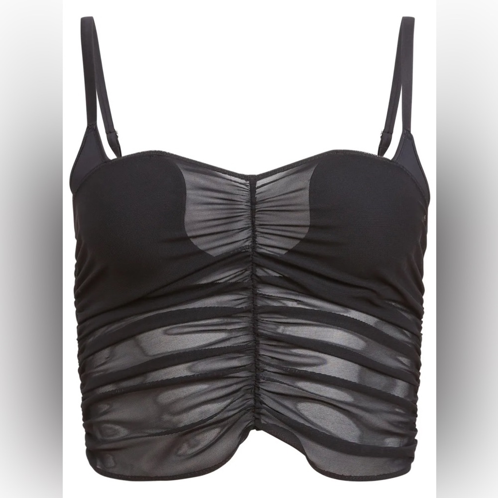 Fleur du Mal Black Ruched Tank Top